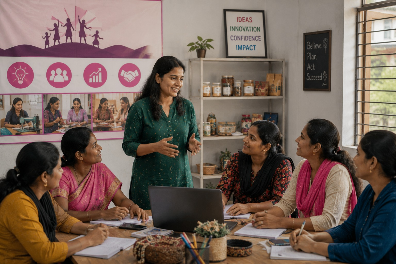 Women sharing ideas during a collaborative group discussion.